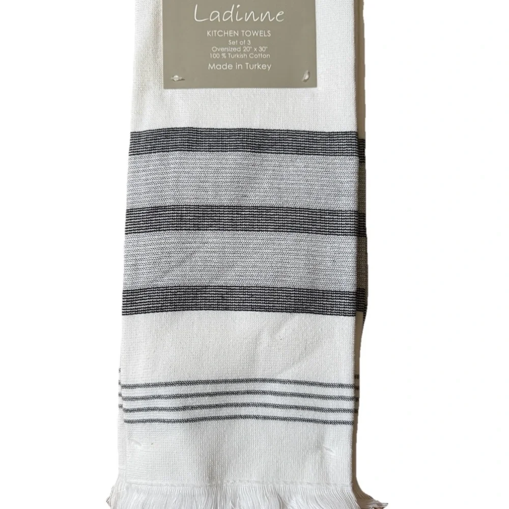 Ladinne Kitchen Towels Set Of 3 Oversized 20”x30” 100% Turkish Cotton Multi